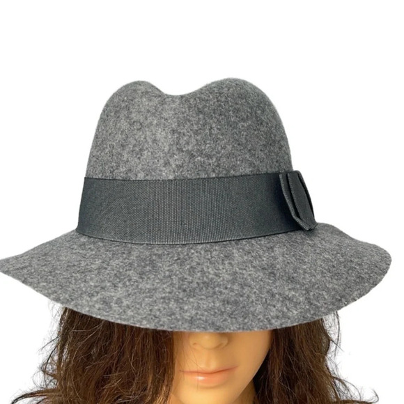 RAFFAELLO BETTINI Grey Felt Wool Fedora Hat Orgami Fold Ribbon & Band Italy S - Picture 1 of 7
